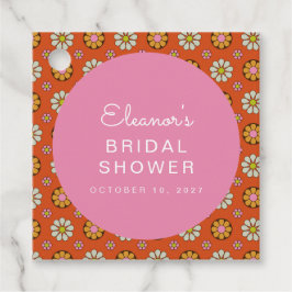 Etiquetas Para Lembrancinhas Retro Anos 60 Flores Laranja Rosa Chá de Noiva Per