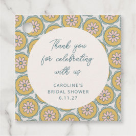Etiquetas Para Lembrancinhas Retro Boho Floral Amarelo Obrigado pelo Chuveiro P