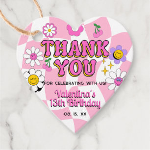 Etiquetas Para Lembrancinhas Retro Feliz Sorriso Rosto Cor-de-Rosa Marcado Brin