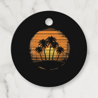 Etiquetas Para Lembrancinhas Retro Palm Tree Sunset Summer Beach Vintage Tropic