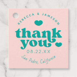 Etiquetas Para Lembrancinhas Retro Union Pink and Teal Weding Obrigado
