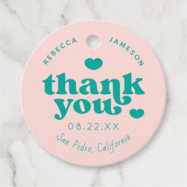 Etiquetas Para Lembrancinhas Retro Union Pink and Teal Weding Obrigado