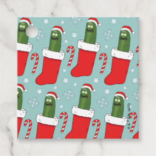 Etiquetas Para Lembrancinhas Rick e Morty Padrão de Rick de picles de Natal