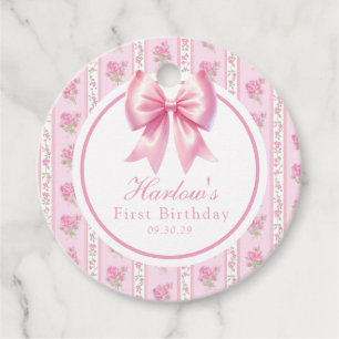 Etiquetas Para Lembrancinhas Rico Um Arco de coquete rosa Primeiro Aniversário