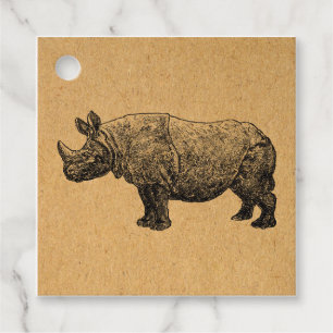 Etiquetas Para Lembrancinhas Rinoceronte Art Vintage Rhino Ilustração