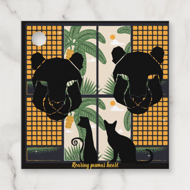 Etiquetas Para Lembrancinhas Roaring Pumas Hearts (Frente)