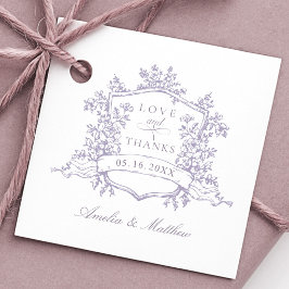 Etiquetas Para Lembrancinhas Romantic Floral Crest Lavender Love & Thanks     
