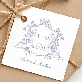 Etiquetas Para Lembrancinhas Romantic Lavender Floral Crest Wedding Thank You