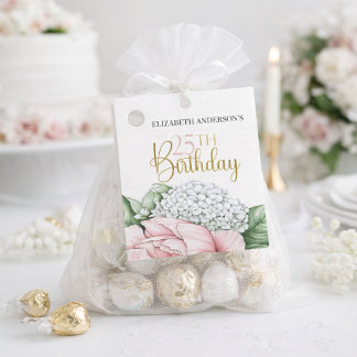 Etiquetas Para Lembrancinhas Rosa Bege Peônia Floral 25º Aniversário 