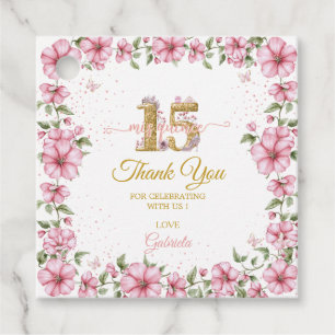 Etiquetas Para Lembrancinhas Rosa Corado Dourado Mis Quince Quinceañera