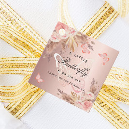 Etiquetas Para Lembrancinhas Rosa de borboleta de ouro floral chá de fraldas
