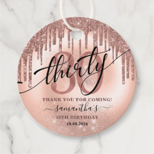 Etiquetas Para Lembrancinhas Rosa Dourada Glitter & Foil aniversário de 30 ano