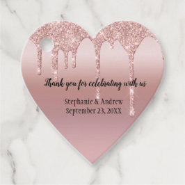 Etiquetas Para Lembrancinhas Rosa Dourada Personalizada com Glitter para Casame
