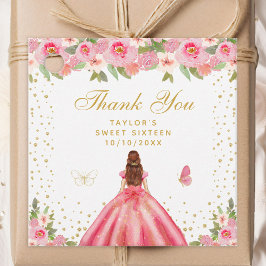 Etiquetas Para Lembrancinhas Rosa Floral Castanho-Cabelo Princesa Doce Dezessei