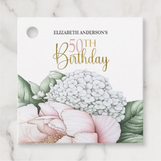 Etiquetas Para Lembrancinhas Rosa Peônia Floral 50º Aniversário 