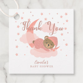 Etiquetas Para Lembrancinhas Rosa Sobre A Lua Dormindo Urso Obrigado