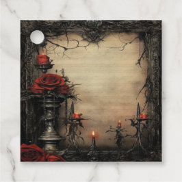 Etiquetas Para Lembrancinhas Rosa vermelha de Halloween com velas