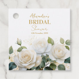 Etiquetas Para Lembrancinhas Rosas Brancas Personalizadas para Chá de Noiva