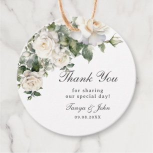 Etiquetas Para Lembrancinhas Rosas Brancos de Marfim Brida de Casamento Floral