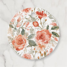 Rosas Laranja Aquarela Botânica Coral Floral