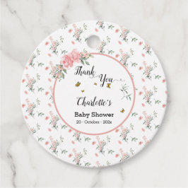 Etiquetas Para Lembrancinhas Rosas rosa elegantes com Chá de fraldas de borbole