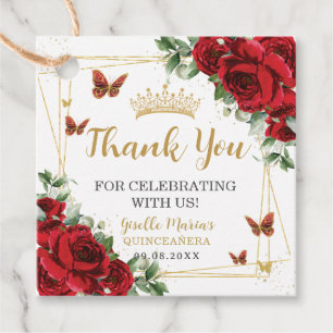 Etiquetas Para Lembrancinhas Rosas Vermelhas Borboletas Florais Quinceanera Swe