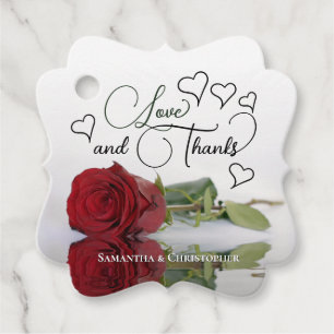 Etiquetas Para Lembrancinhas Rosas vermelhas Elegantes e Corações Casamento de 
