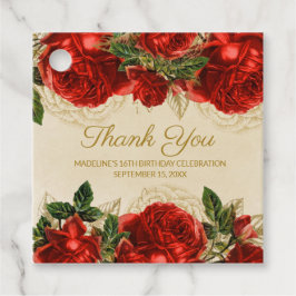 Etiquetas Para Lembrancinhas Rosas Vermelhas Elegantes Vintage Agradecimento de