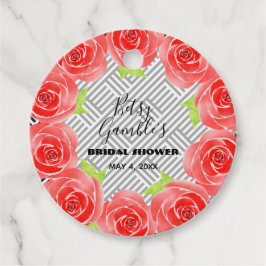 Etiquetas Para Lembrancinhas Rosas vermelhas no Partido Derby Black White Strip