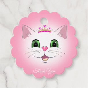 Etiquetas Para Lembrancinhas Rosto de gato real fofo em rosa Obrigada