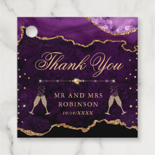 Etiquetas Para Lembrancinhas Roxo & Dourado Casamento de Mármore Agata Brilhant