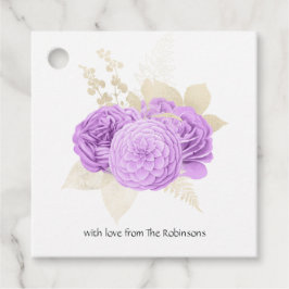 Etiquetas Para Lembrancinhas Roxo e Floral Marfim