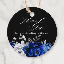 Etiquetas Para Lembrancinhas Royal Blue White Silver Floral Obrigado Tag Favorá