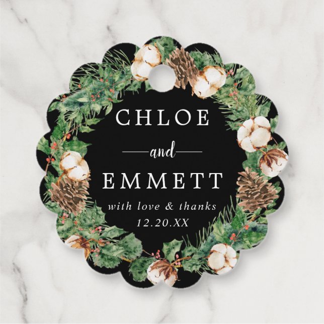 Etiquetas Para Lembrancinhas Rua Botânica Rustic Winter Wreath Wedding Tags Fav (Verso)