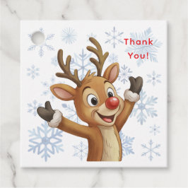 Etiquetas Para Lembrancinhas Rudolph with Blue Snowflakes Thank You