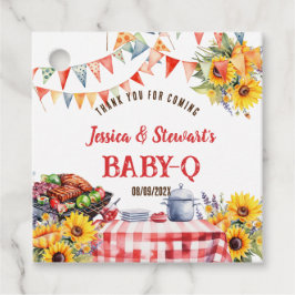 Etiquetas Para Lembrancinhas Rustic BABY-Q Barbecue Picnic Sunflower Obrigado