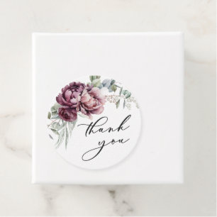 Etiquetas Para Lembrancinhas Rustic Burgundy e Plum Floral Obrigado