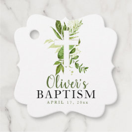 Etiquetas Para Lembrancinhas Rustic Greenery Cross Boy Baptism Favorece Etiquet