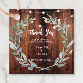 Etiquetas Para Lembrancinhas Rustic leaves wood string lights Wedding Thank You