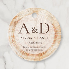 Etiquetas Para Lembrancinhas Rustic Wedding wood grain Monogram thank you