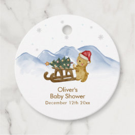 Etiquetas Para Lembrancinhas Rustic Winter Mountain Sleigh Bear Baby Shower 