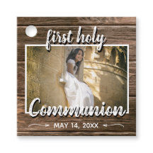 Rustic Wood Lace Primeira Foto Sagrada de Comunhão