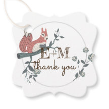 Rustic Woodland Squirrel Monograma Obrigado