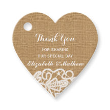 Rústico Casamento Burlap Lace Obrigado