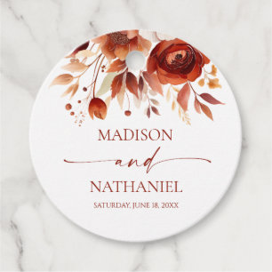 Etiquetas Para Lembrancinhas Rusty Burgundy Brown Floral Flower Casamento