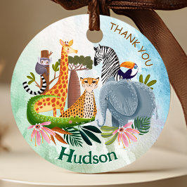 Etiquetas Para Lembrancinhas Safari animals jungle birthday watercolor
