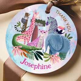 Etiquetas Para Lembrancinhas Safari animals jungle girl birthday watercolor