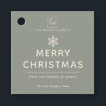 Etiquetas Para Lembrancinhas Sage Green Christmas Tags for Small Business<br><div class="desc">Uma etiqueta de Natal simples e limpa, com o nome da sua empresa e a mensagem de feriado. Pode ser usado em um ambiente profissional ou de pequenas empresas para informar aos clientes que você está pensando sobre eles nessa temporada de festas. Todas as menções, incluindo o logotipo pré-fabricado, são...</div>