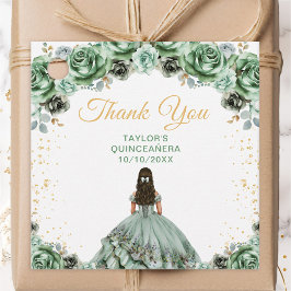 Etiquetas Para Lembrancinhas Sage Green Princess Quinceañera Obrigado