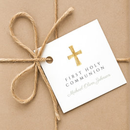 Etiquetas Para Lembrancinhas Sage Green Script Cross Boy First Communtion